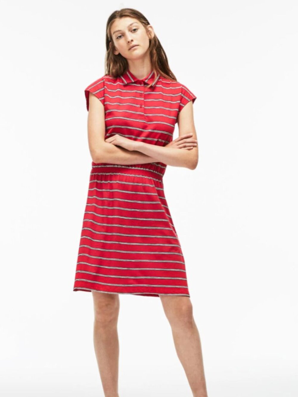 Lacoste Red Striped Cotton/Linen Blend Dress w/pockets-Size 36 (US 4)